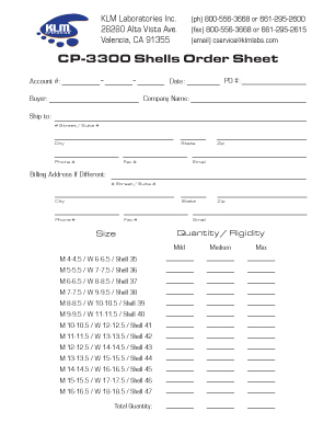 CP-3300 Shells Order Form