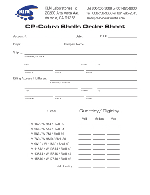 CP-Cobra Shells Order Form