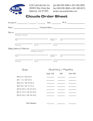 Clouds Order Form