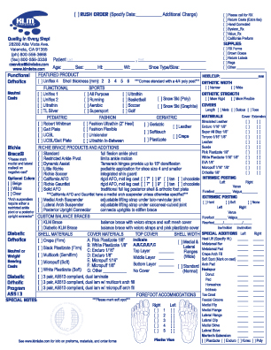 KLM Orthotic and AFO Prescription Form