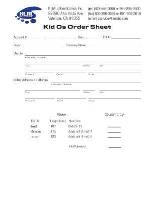 Kid Os Order Form