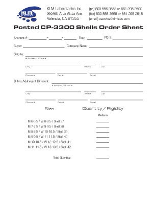 Posted CP-3300 Shells Order Form