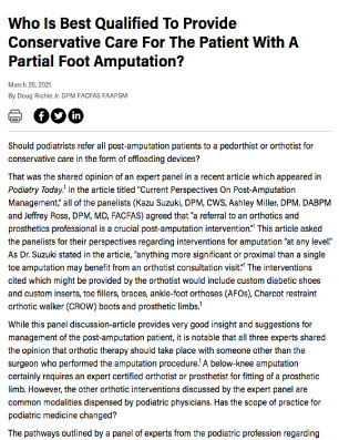 Who Is Best Qualified To Provide Conservative Care For The Patient With A Partial Foot Amputation?